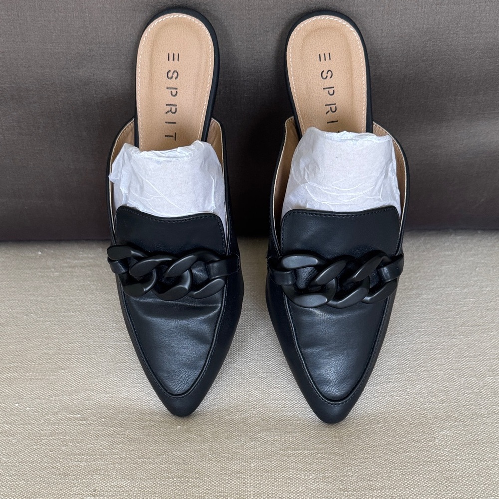 Esprit Black Chain Detail Mules